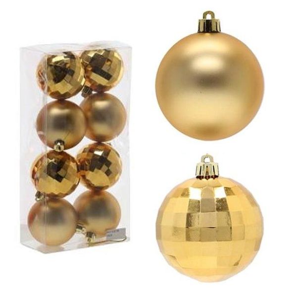 Набір пластикових золотих новорічних кульок 8 шт. D-7 см. 43136