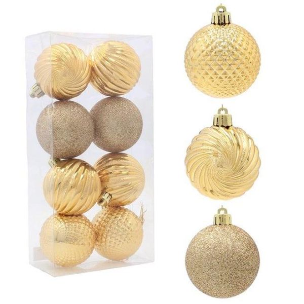 Набір пластикових золотих новорічних кульок 8 шт. D-6 см. 43130