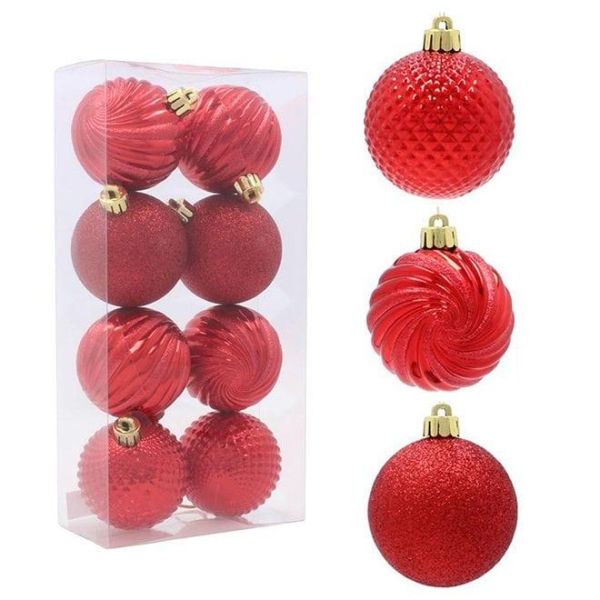 Набір пластикових червоних новорічних кульок 8 шт. D-6 см. 43129