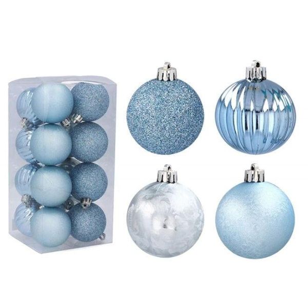 Набір пластикових синіх новорічних кульок 16 шт. D-5 см. 43127