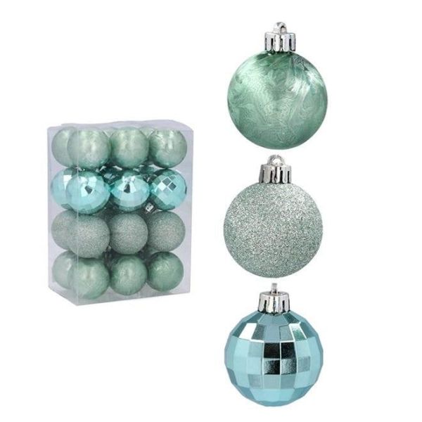 Набір пластикових м'ятних новорічних кульок 24 шт. D-4 см. 43117