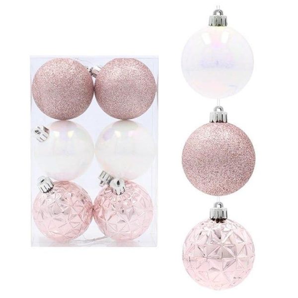 Набір пластикових новорічних кульок мікс 6 шт. D-6 см. 43116