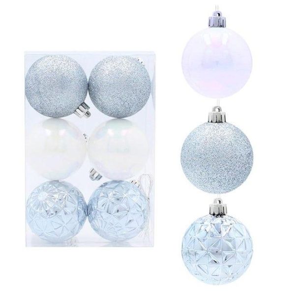 Набір пластикових новорічних кульок мікс 6 шт. D-6 см. 43115