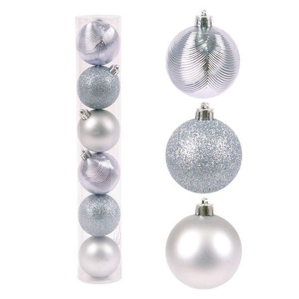 Набір пластикових блакитних новорічних кульок 6 шт. D-6 см. 43113