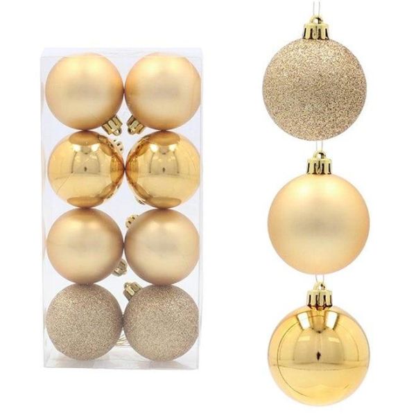 Набір пластикових золотих новорічних кульок 8 шт. D-5 см. 43107