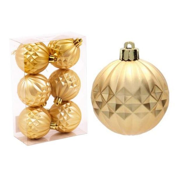 Набір пластикових золотих новорічних кульок 6 шт. D-6 см. 43091