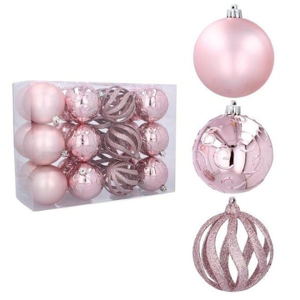 Набір пластикових новорічних кульок 24 шт. D-8 см. 43086