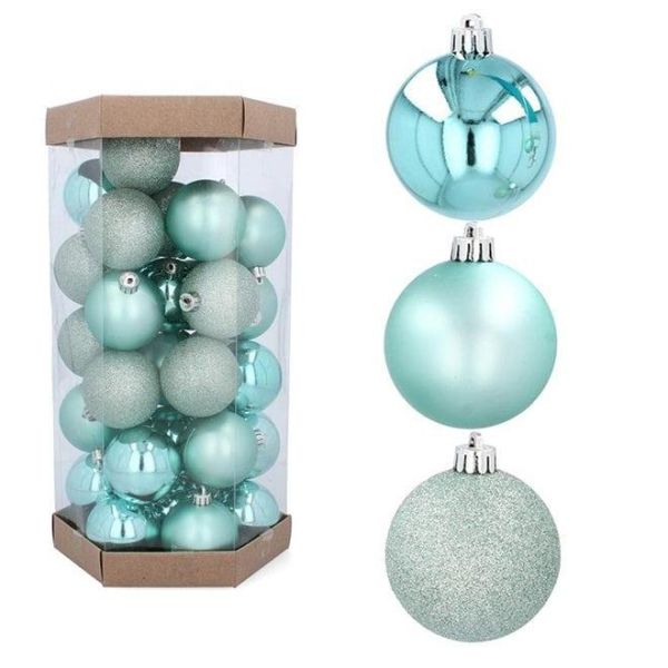 Набір пластикових м'ятних новорічних кульок 36 шт. D-6 см. 43083
