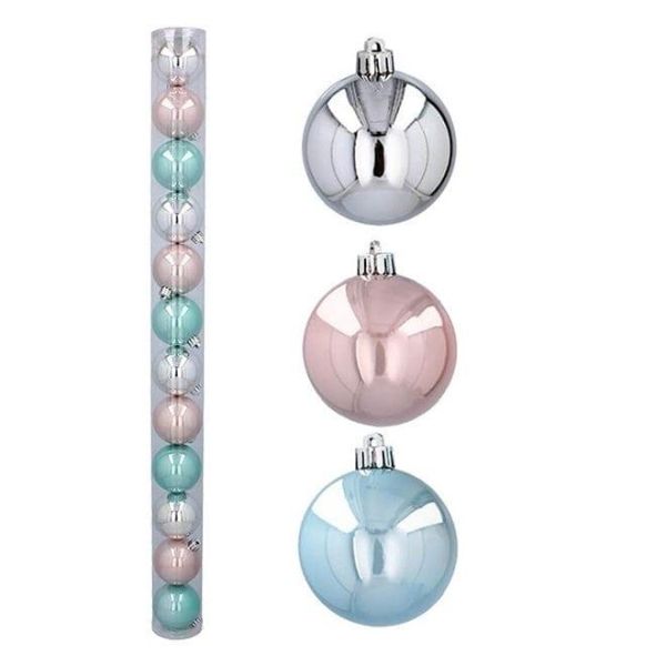 Набір пластикових новорічних кульок мікс 12 шт. D-6 см. 43081