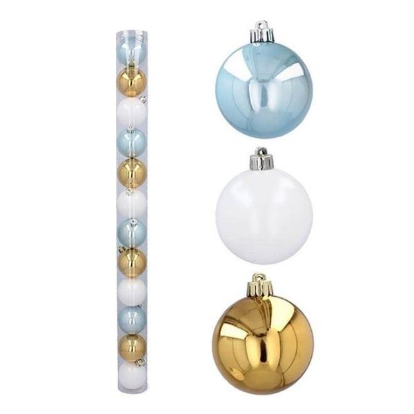 Набір пластикових новорічних кульок мікс 12 шт. D-6 см. 43080