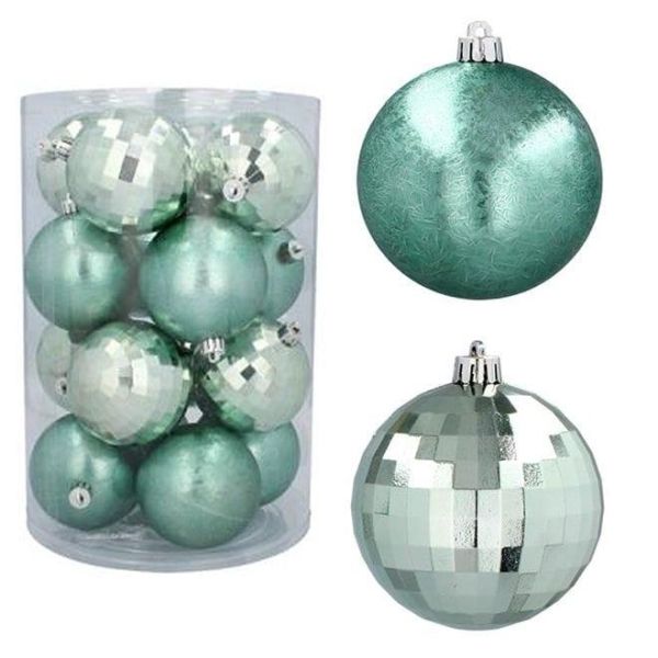 Набір пластикових м'ятних новорічних кульок 16 шт. D-8 см. 43071