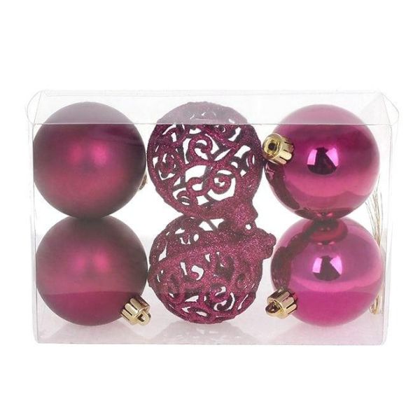 Набір пластикових новорічних кульок 6 шт. D-6 см. 13052