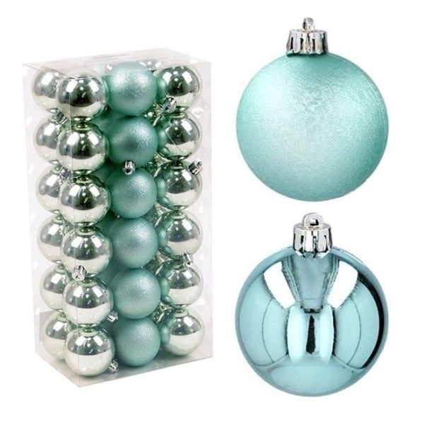 Набір пластикових м'ятних новорічних кульок 36 шт. D-5 см. 43022