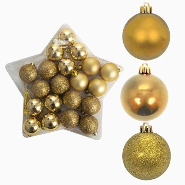 Набір пластикових золотих новорічних кульок 20 шт. D-4 см. 43020