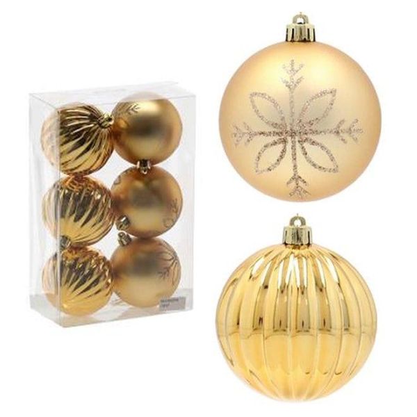 Набір пластикових золотих новорічних кульок 6 шт. D-8 см. 43004