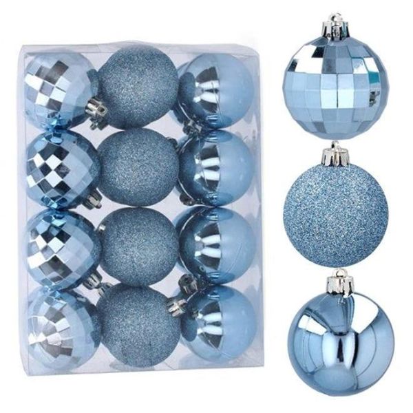 Набір пластикових синіх новорічних кульок 24 шт. D-5 см. 43000