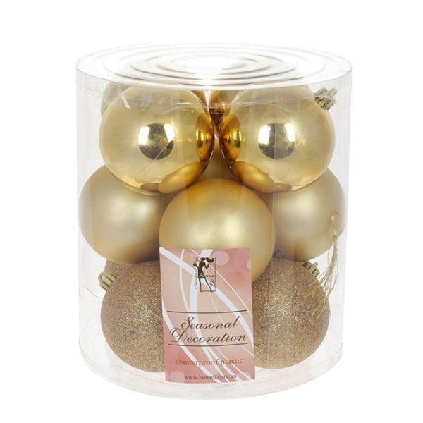 Набір пластикових новорічних кульок 12 шт. D-8 см. 13782