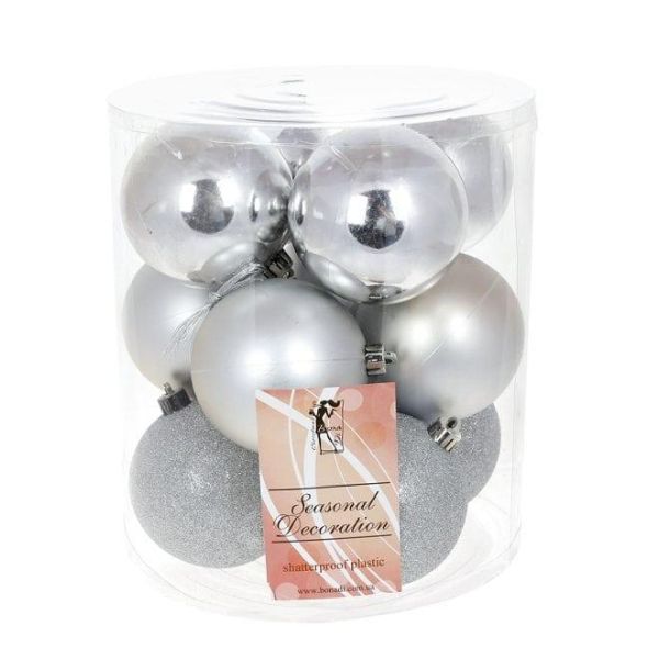 Набір пластикових новорічних кульок 12 шт. D-8 см. 13095