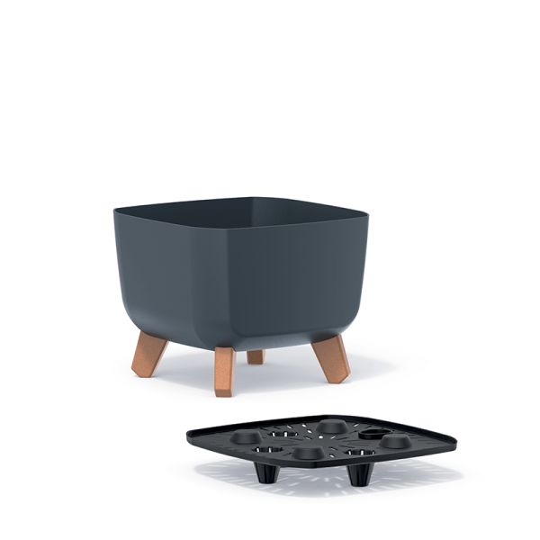 Горшок для цветов Prosperplast Gracia Square 24см на ножках Антрацит