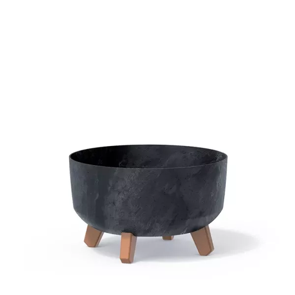 Горщик для квітів Prosperplast Gracia Low Beton Effect 30см на ніжках Антрацит-мармуровий