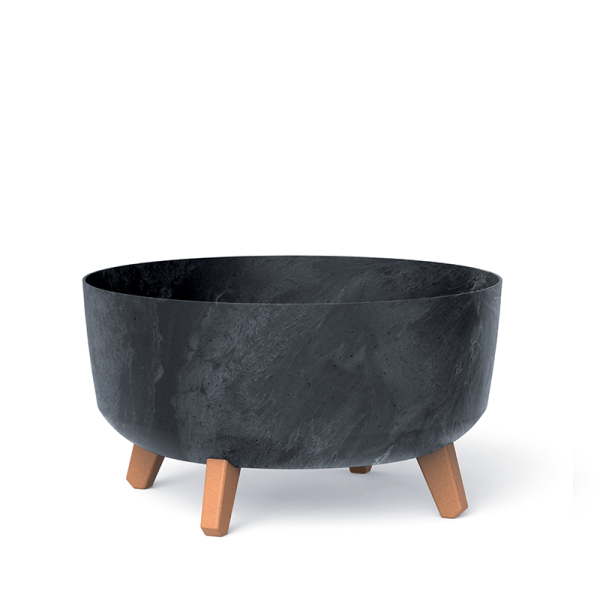 Горщик для квітів Prosperplast Gracia Low Beton Effect 40см на ніжках Антрацит-мармуровий
