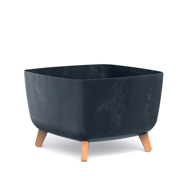 Горщик для квітів Prosperplast Gracia Square Beton Effect 40см на ніжках Антрацит-мармуровий