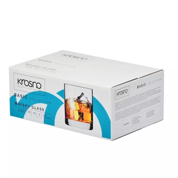 Набор бокалов для виски Krosno Basic, стекло, 250 мл, 6 шт.