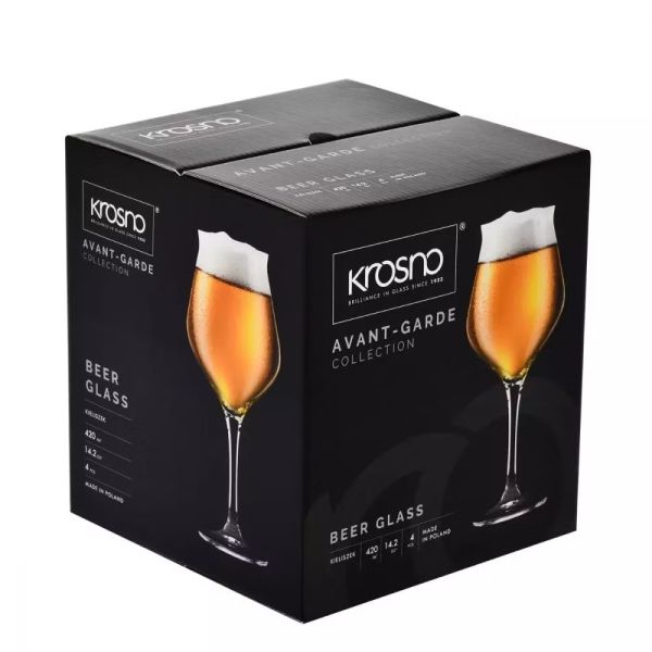 Набор бокалов для пива Krosno Avant-Garde, стекло, 420 мл, 4 шт