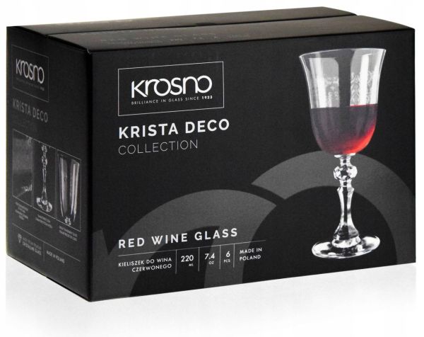 Набор бокалов для красного вина Krosno Krista Deco , стекло, 220 мл, 6 шт