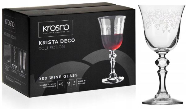 Набор бокалов для красного вина Krosno Krista Deco , стекло, 220 мл, 6 шт