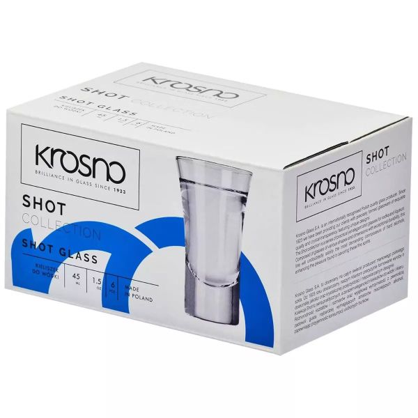 Набір чарок для горілки Krosno Mixology, скло, 45 мл, 6 шт.
