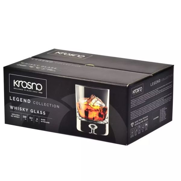 Набір келихів для віскі Krosno Legend, скло, 250 мл, 6 шт