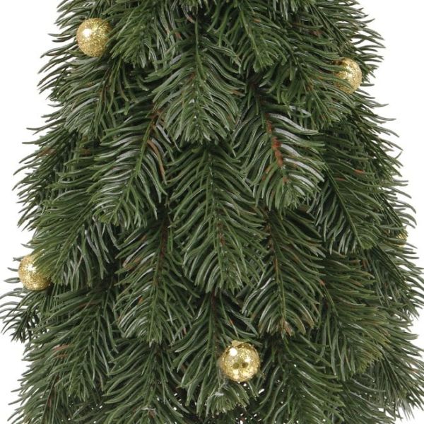 Ялинка лита на дерев'яній зеленій підставці із золотими кульками 62 см.