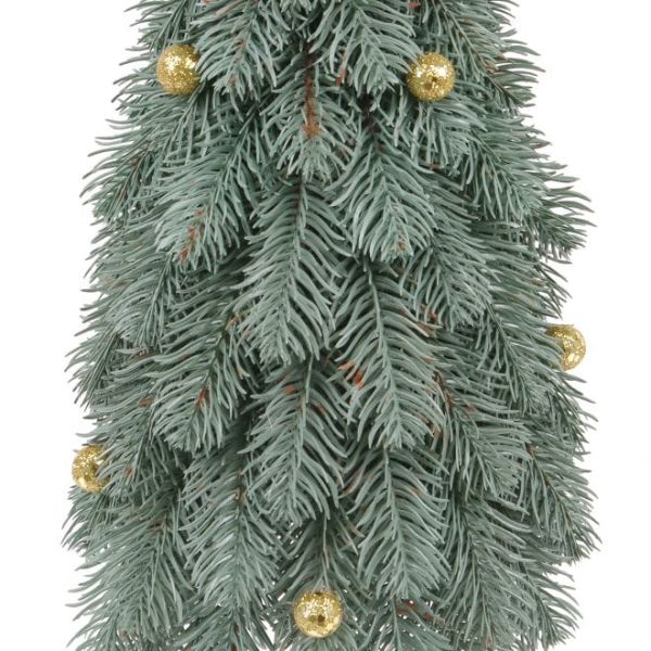Ялинка лита на дерев'яній зеленій підставці із золотими кульками 62 см.