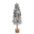 Елка литая на деревянной подставке заснеженная с золотыми шариками 62 см