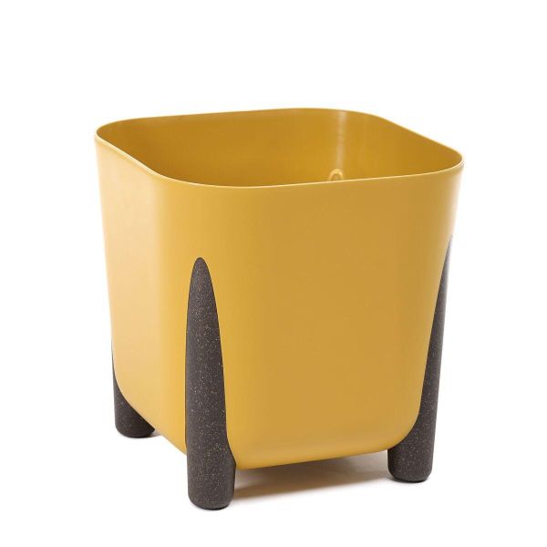 Горщик для квітів Lamela Frida квадратний на ніжках 21 см. Гірчичний