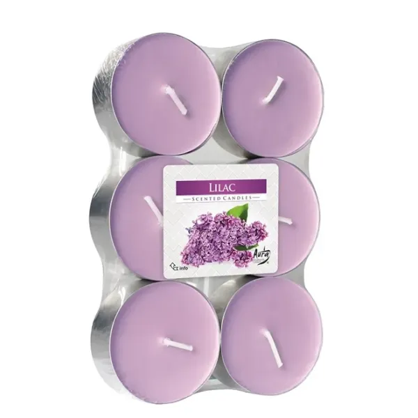 Свічка чайна пігулка ароматична Bispol Бузок D-5.7 см. 6 шт. 27715