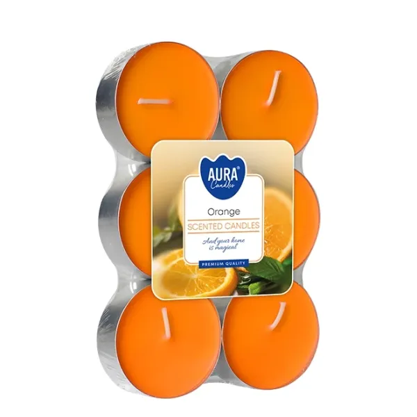 Свічка чайна пігулка ароматична Bispol Апельсин D-5.7 см. 6 шт. 27714