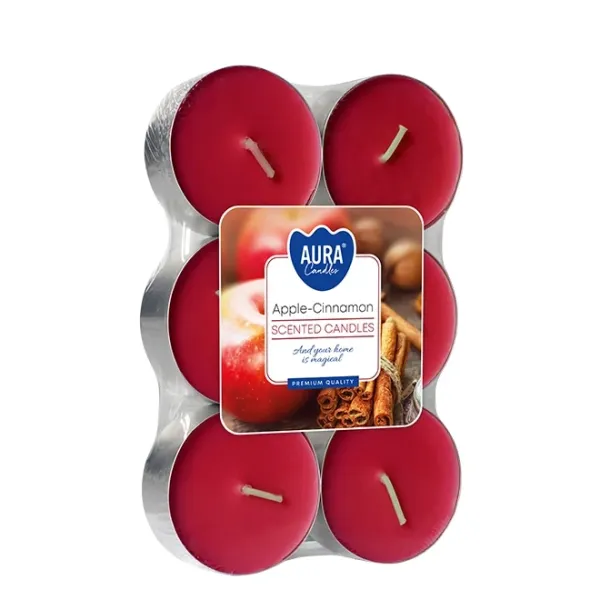 Свічка чайна пігулка ароматична Bispol Яблуко - Кориця D-5.7 см. 6 шт. 27711