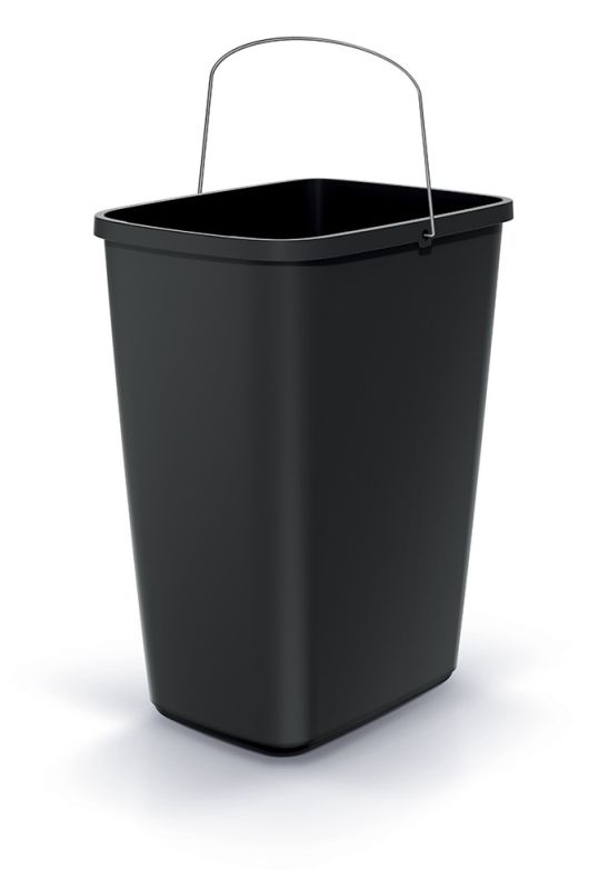 Мусорка Prosperplast Compacta Q basic прямоугольный 12л с металлической ручкой, черная