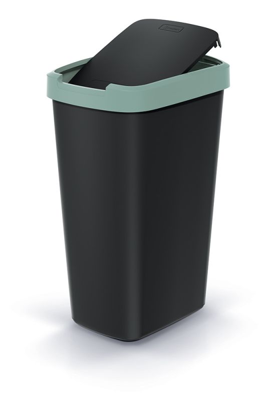 Смітник Prosperplast Compacta Q прямокутна 45л чорна Зелений обідок