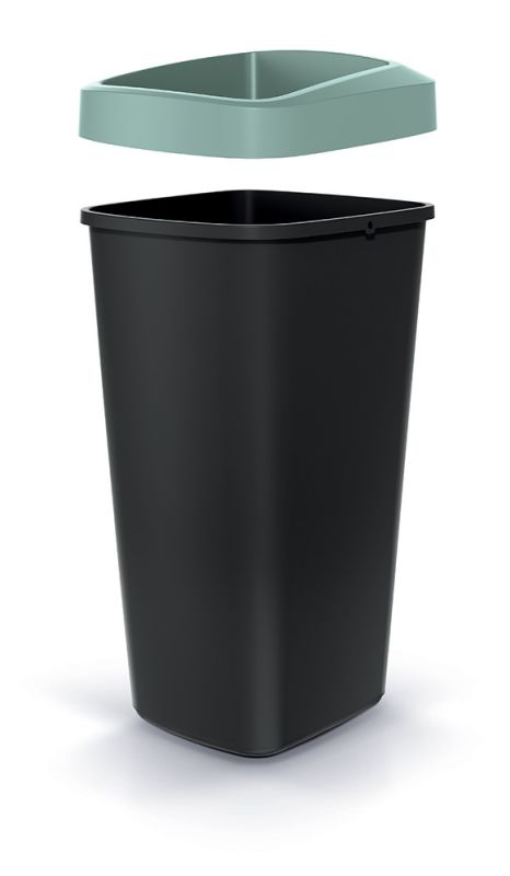Смітник Prosperplast Compacta Q прямокутна з відкритою кришкою 25л чорна Зелений обідок