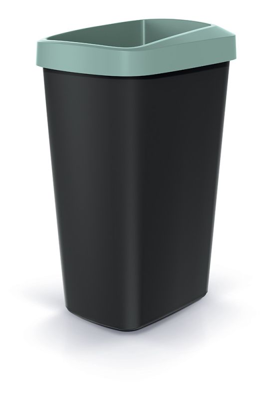 Смітник Prosperplast Compacta Q прямокутна з відкритою кришкою 45л чорна із Зеленим обідком