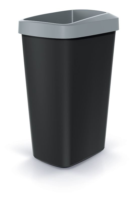 Смітник Prosperplast Compacta Q прямокутна з відкритою кришкою 45л чорна Сірий обідок