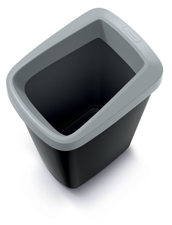 Смітник Prosperplast Compacta Q прямокутна з відкритою кришкою 45л чорна Сірий обідок