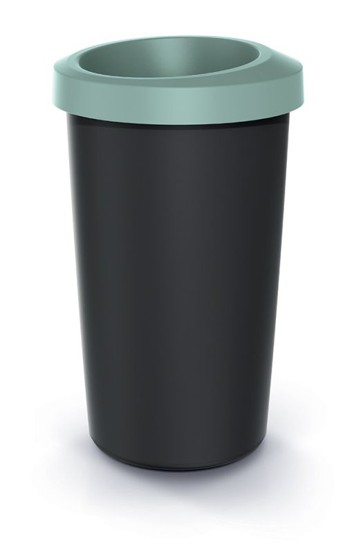 Смітник Prosperplast Compacta Q кругла з відкритою кришкою 25л чорна Зелений обідок
