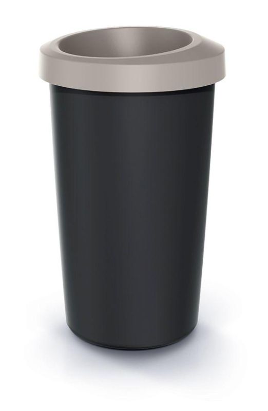 Смітник Prosperplast Compacta Q кругла з відкритою кришкою 25л чорна Мокка обідок
