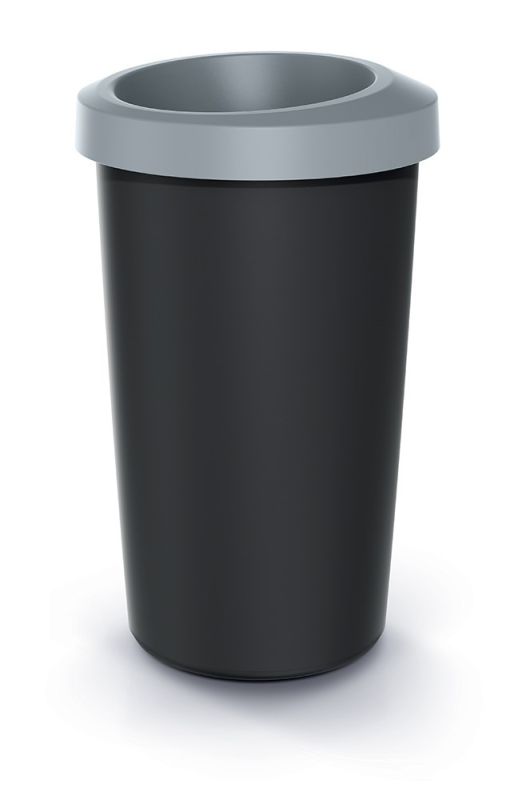 Смітник Prosperplast Compacta Q кругла з відкритою кришкою 25л чорна Сірий обідок