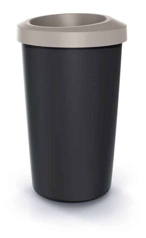 Смітник Prosperplast Compacta Q кругла з відкритою кришкою 45л чорна Мокка обідок