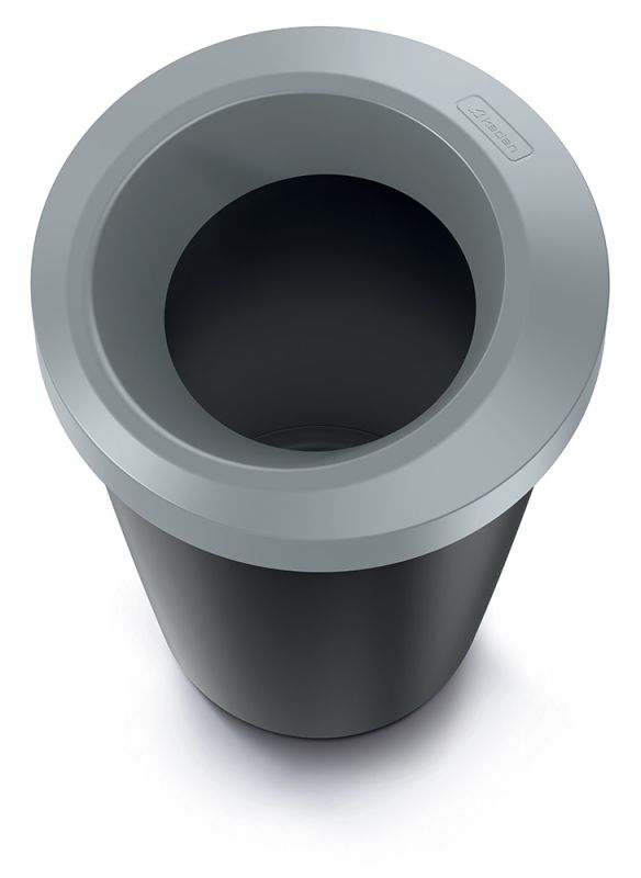 Смітник Prosperplast Compacta Q кругла з відкритою кришкою 45л чорна Сірий обідок